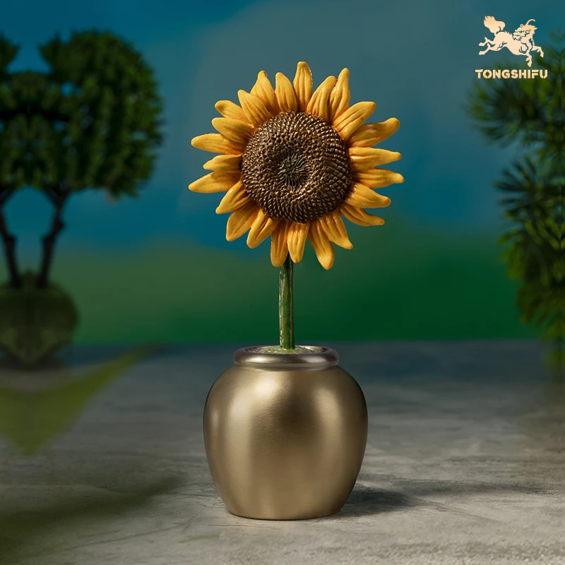铜师傅《一举夺魁》桌面创意向日葵铜摆件中高考礼物可爱治愈小物件