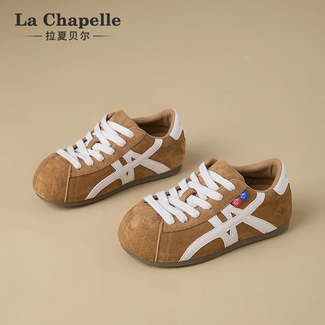 拉夏贝尔德训鞋女2025年早秋穿搭ins潮流软底复古防滑可爱大头鞋