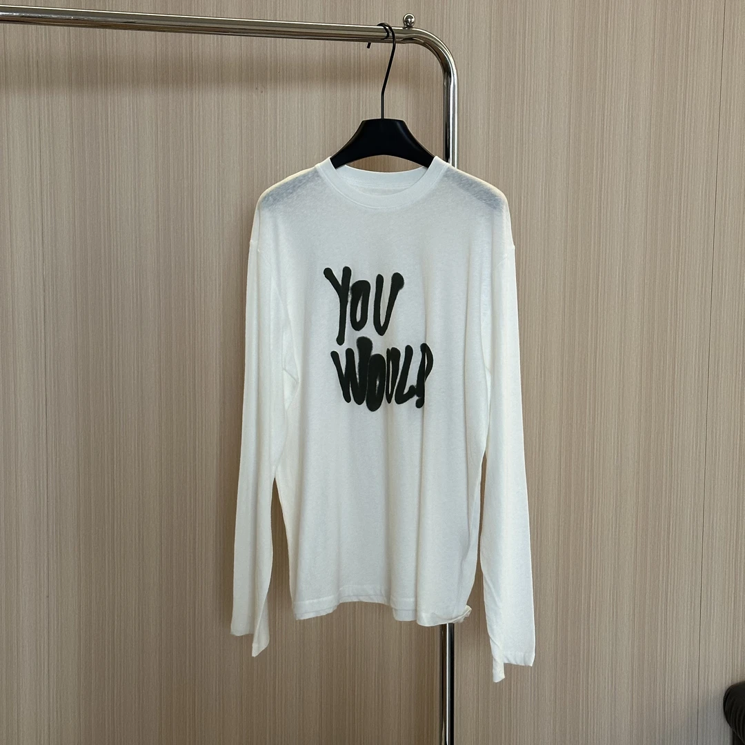 WMM涂鸦字母长袖T恤宽松女士春夏新款