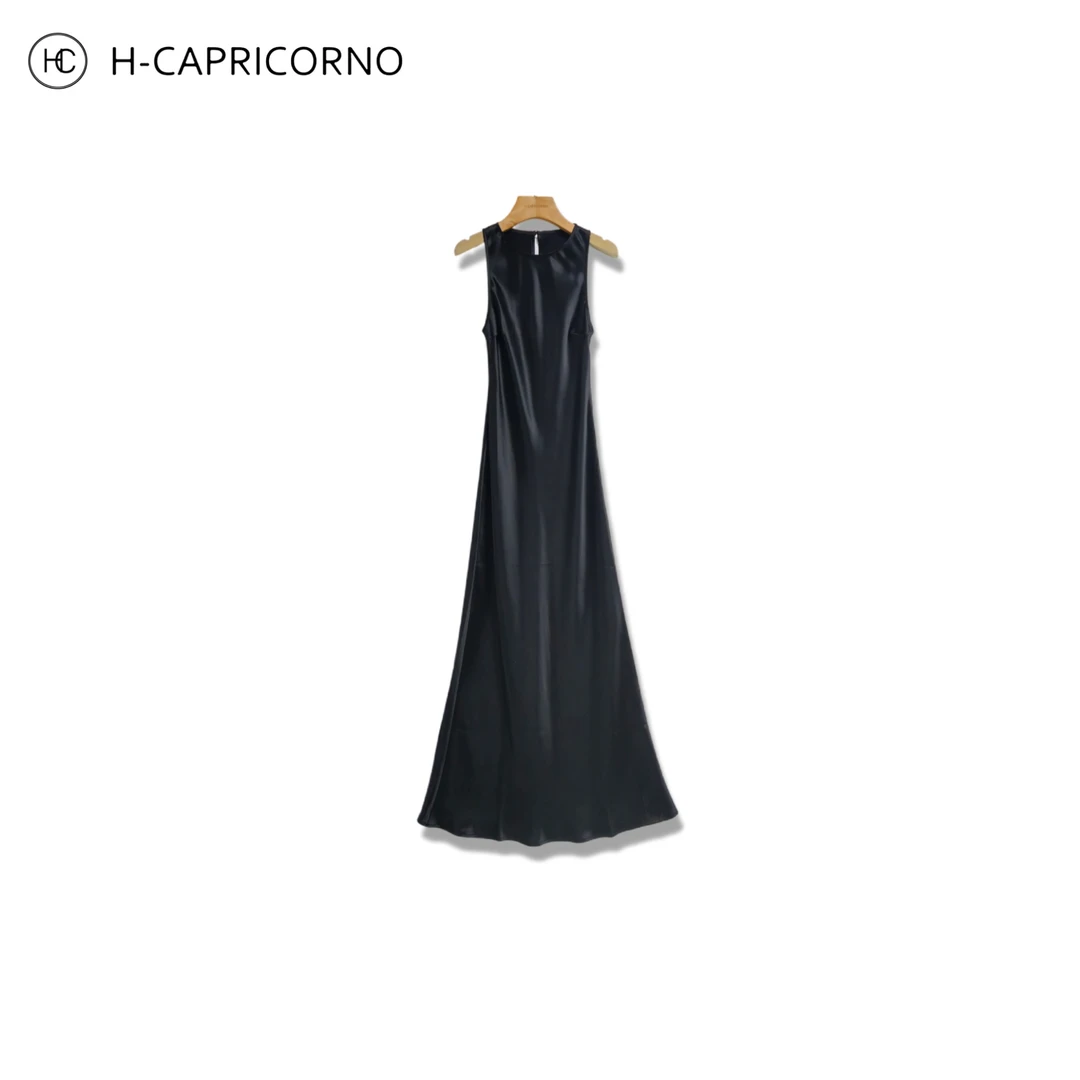 H-CAPRICORNO摩登好莱坞明星微光超长无袖长款连衣裙
