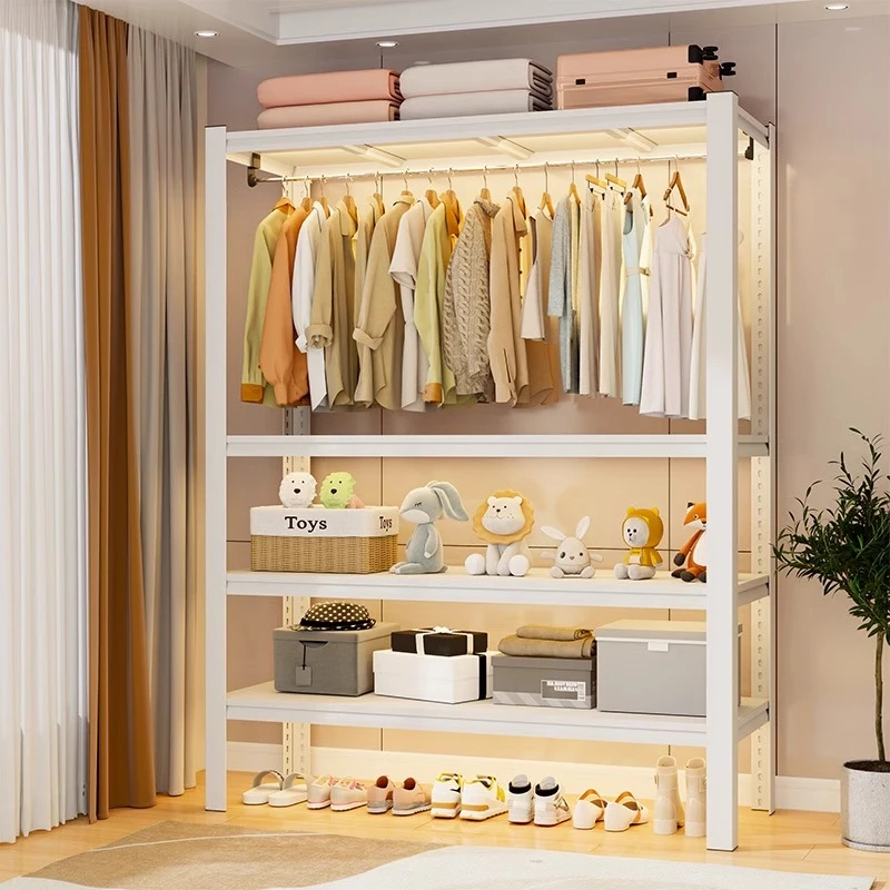 置物架衣柜钢制开放式挂衣架简易组装公寓出租房宿舍衣架卧室落地