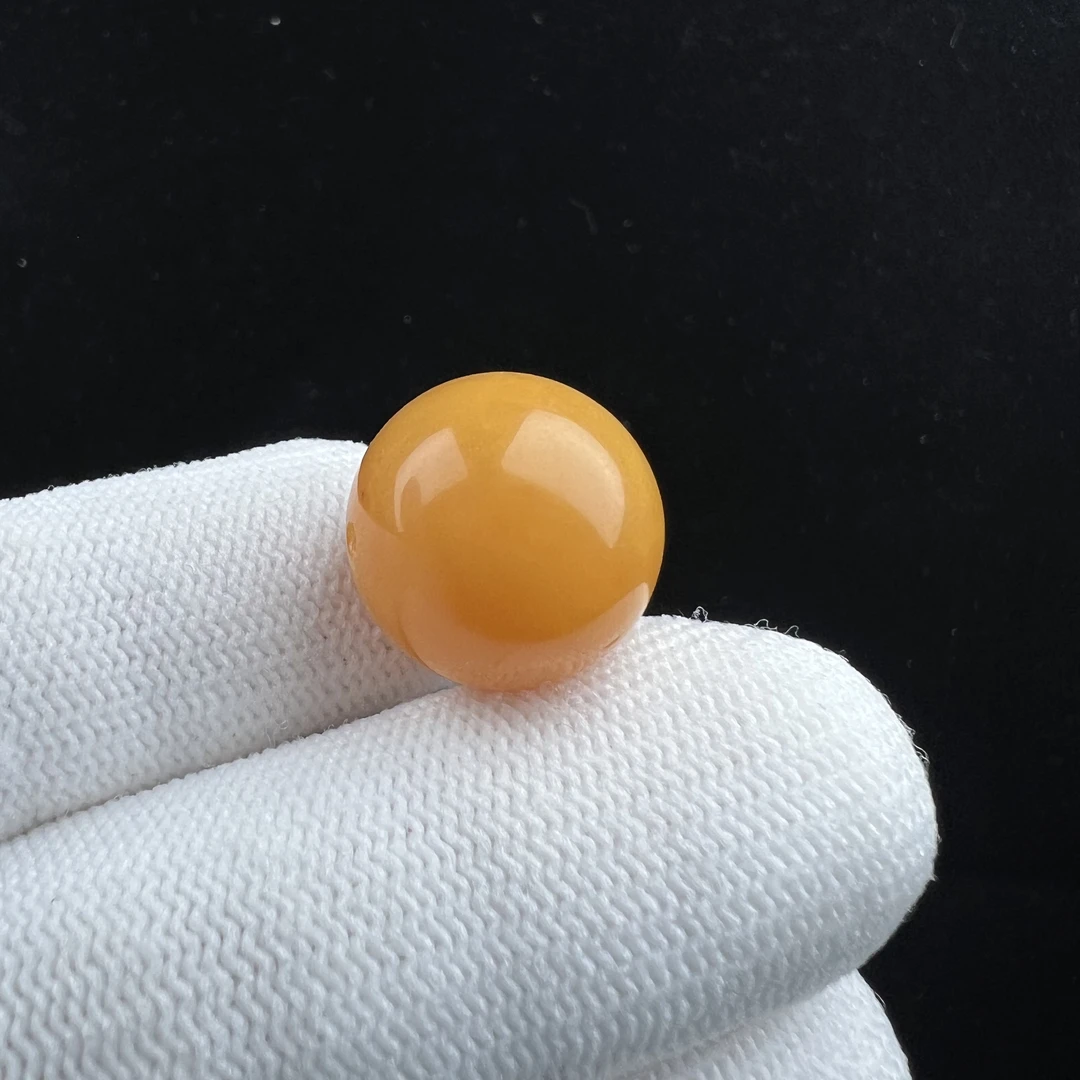 B1343天然蜜蜡瑕疵特价 鸡油黄圆珠17mm支持鉴定假一罚十