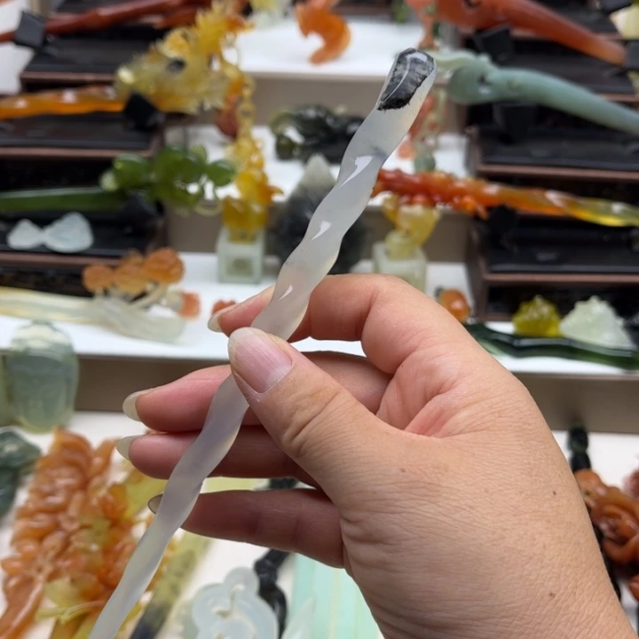 未镶嵌蛇纹石玉岫玉发簪