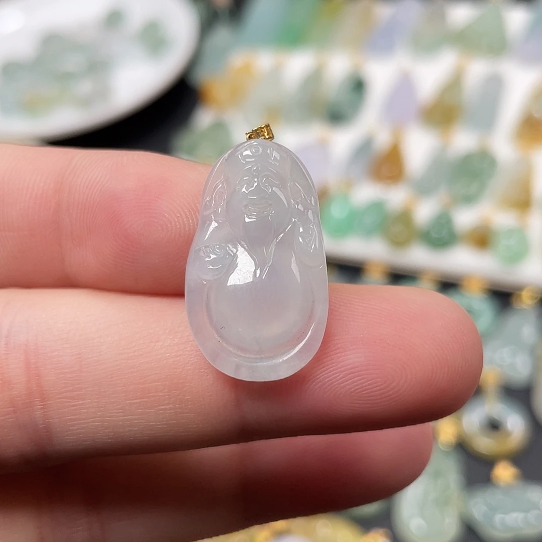 翡翠18K金镶嵌颈饰财哥