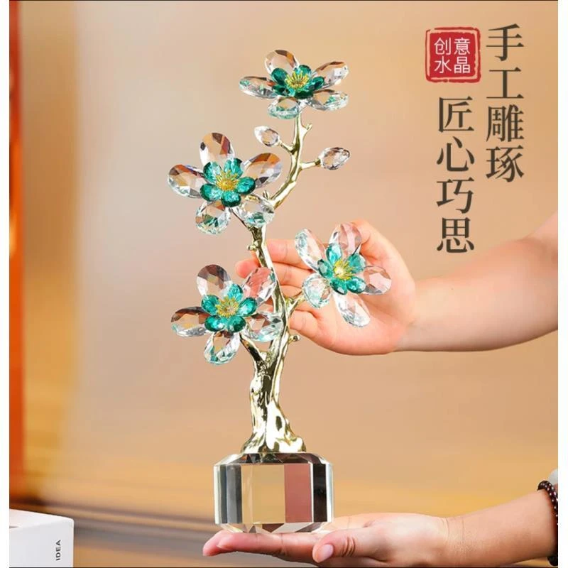 Z现在高档水晶梅花摆件客厅酒柜装饰品新家礼品乔迁卧室摆件