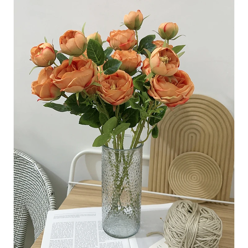 ins仿真玫瑰花束绢花假花客厅装饰摆设餐桌摆花室内花卉套装摆件
