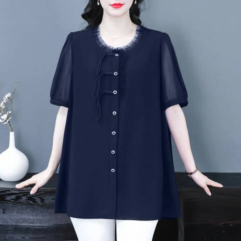 苏迷大码女装2025春夏新款洋气休闲宽松显瘦遮肚正肩时尚240282