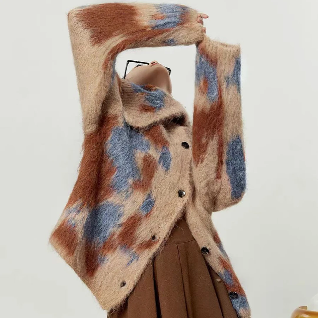 依慧 2025年设计师款欧美 英伦风 秋冬复古洋气时尚气质针织开衫