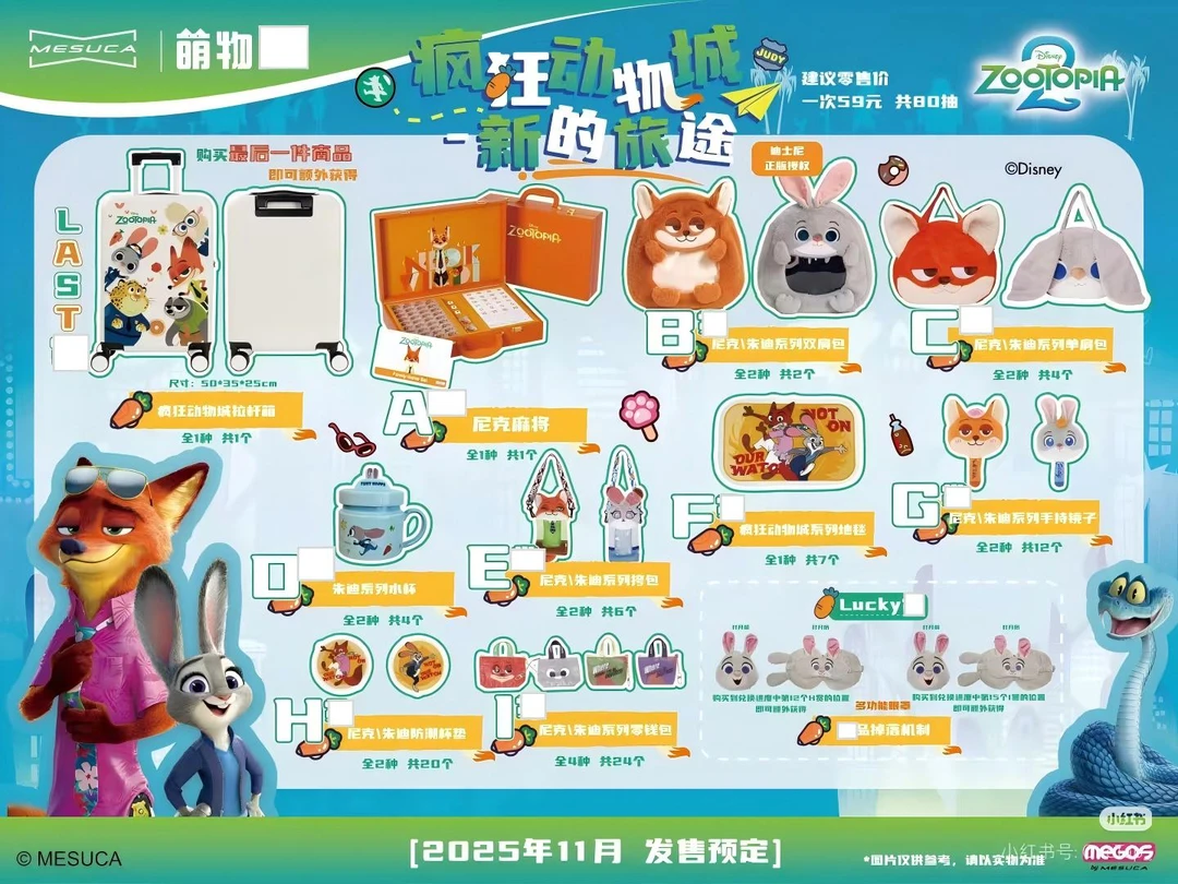 【萌物】疯狂动物城2玩偶背包水杯地垫杯垫系列盲盒