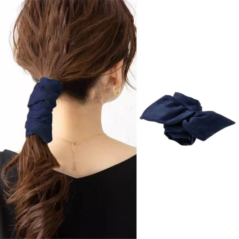 雾霾蓝系！日系复古布艺铁丝头发绳！绑头发扎低马尾的绒面束发带