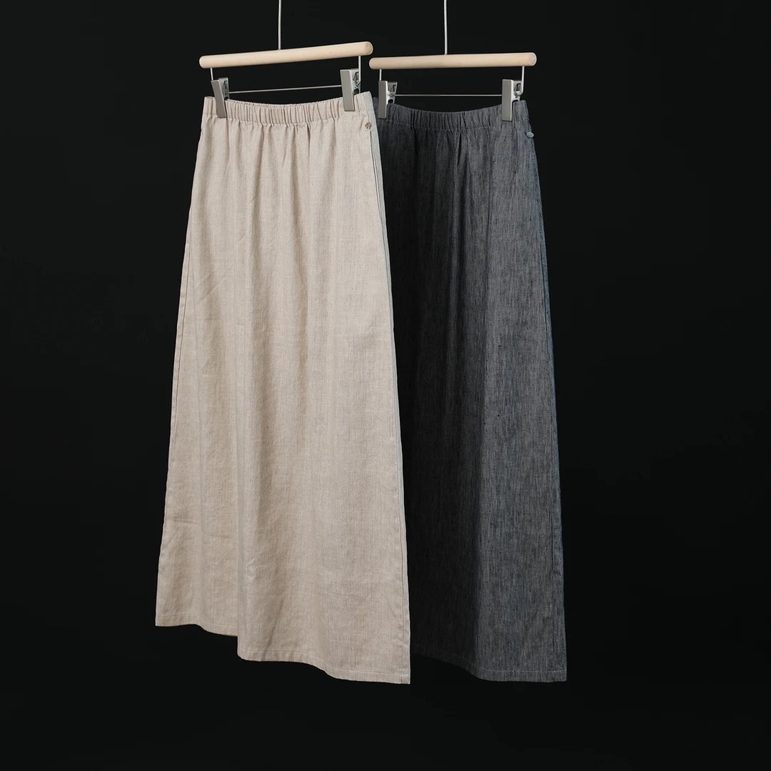 66232 品质柜货！精裁！亚麻夏季女士气质百搭开叉时尚休闲半身裙