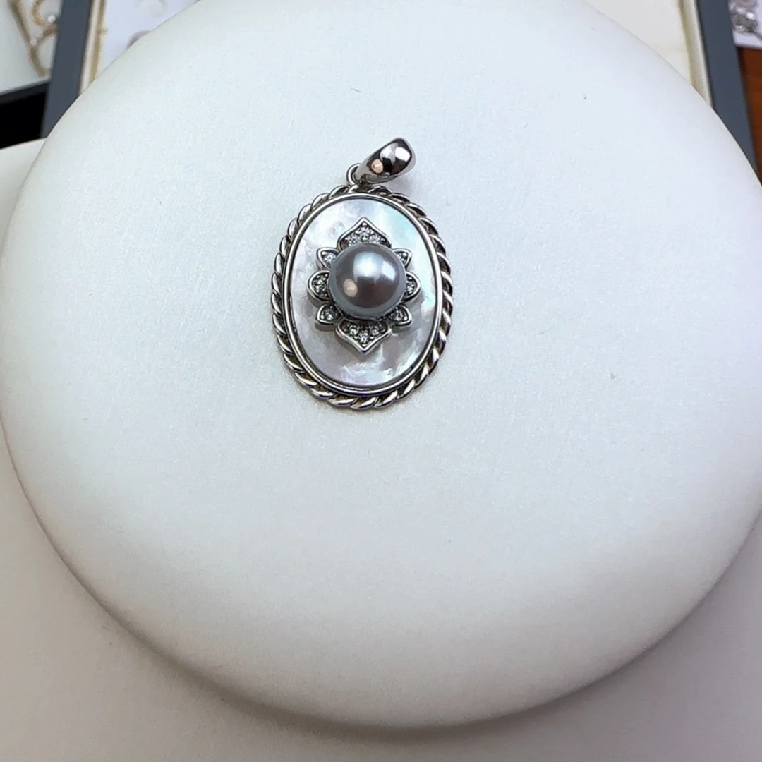 海水珍珠银S925镶嵌吊坠(赠链)