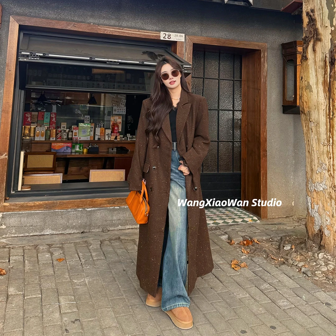 【羽绒大衣】2024冬季新款韩版宽松中长款90白鸭绒羽绒服大衣外套女