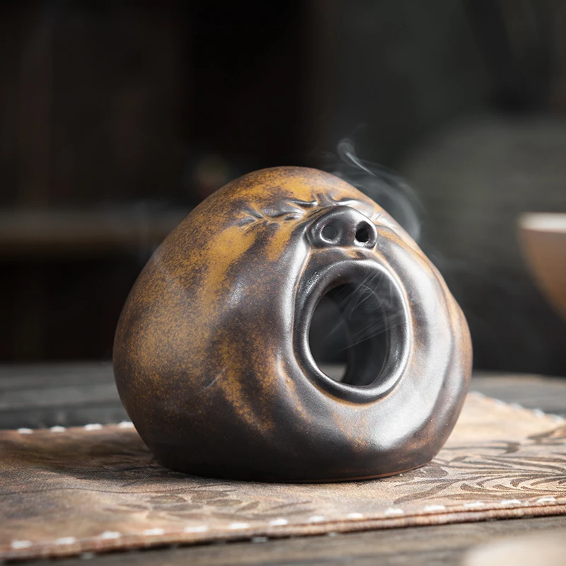 创意中式复古家用香薰炉陶瓷檀香盘香炉文创客厅茶道摆件禅意沉香