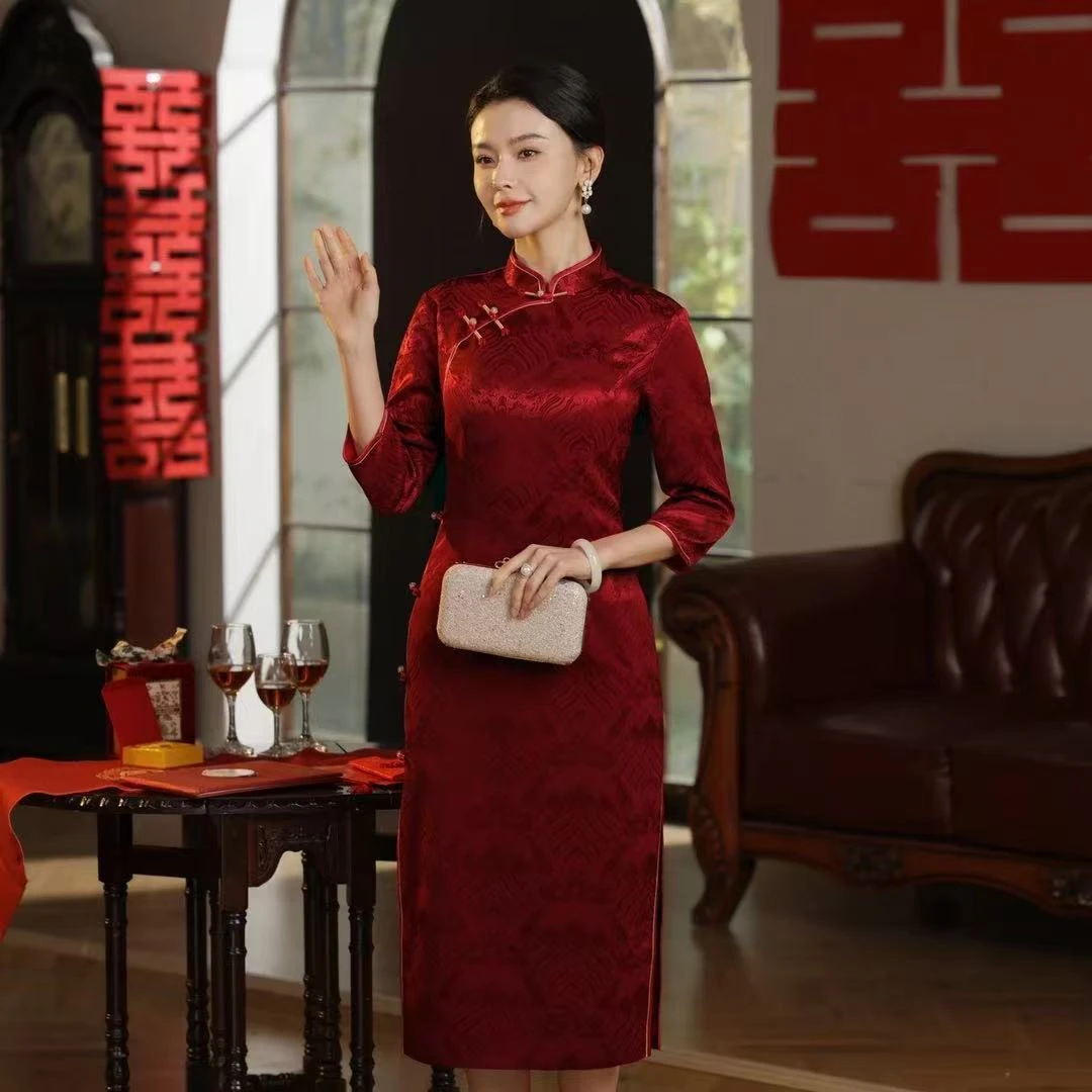 洋气妈妈装喜婆婆高端上档次定制新款轻奢新中式国风旗袍婚宴大气