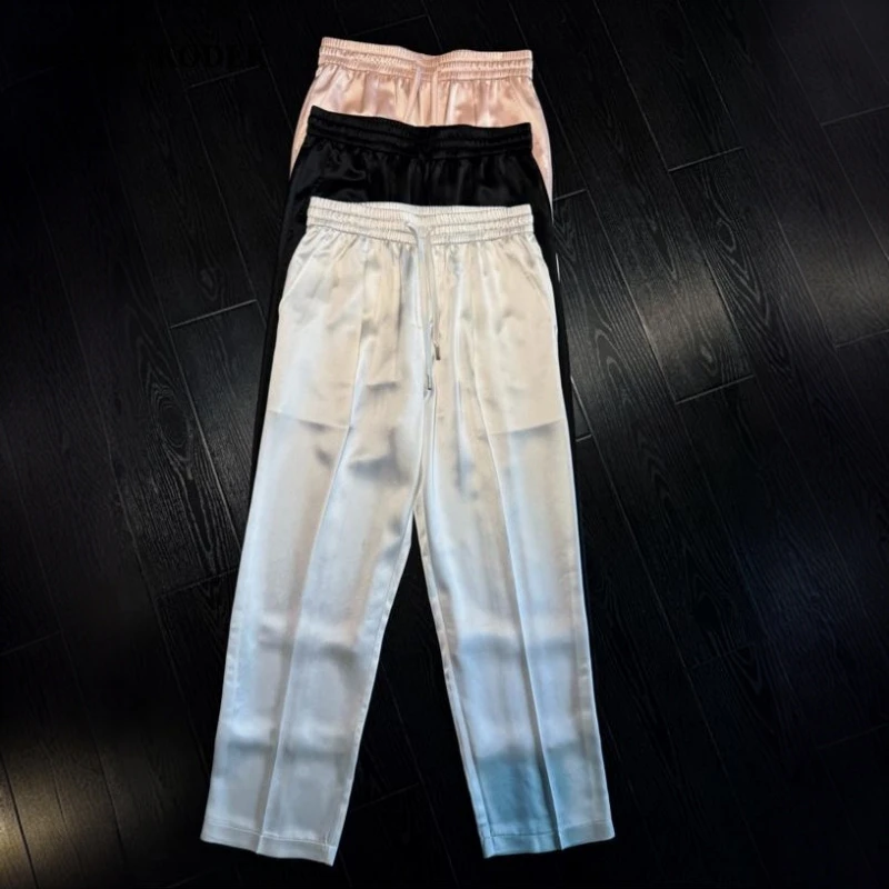 MODEK KODEK高品质醋酸宽松直筒休闲裤男士春夏潮流百搭纯色长裤