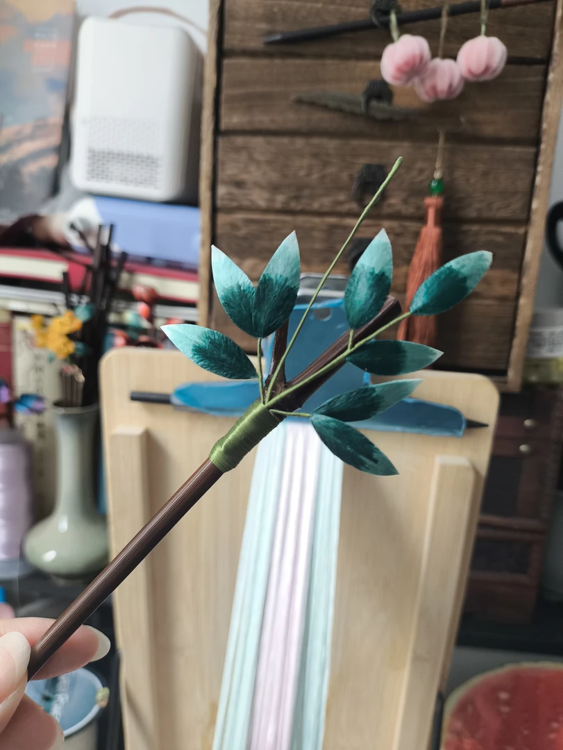 竹子发簪非遗绒花头饰手工古风简约古风饰品古风竹子发簪汉服头饰