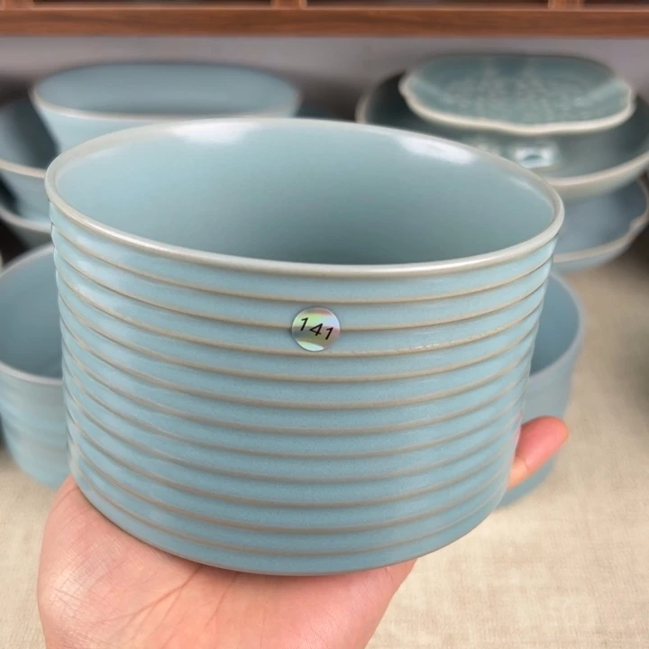 瓷杯子仿古釉玄纹洗微瑕编号141口径13厘米