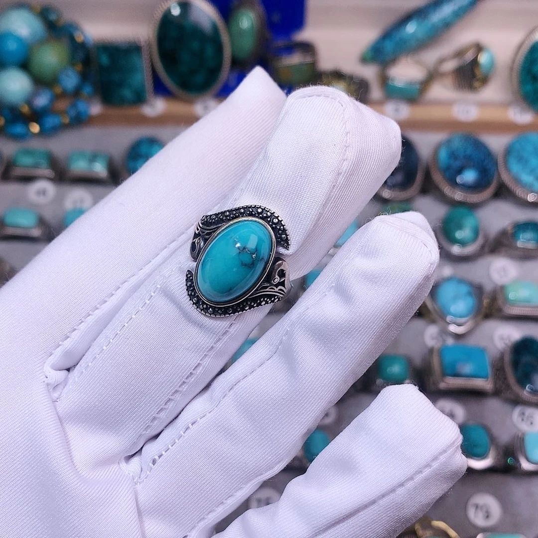 绿松石挂件银S925镶嵌