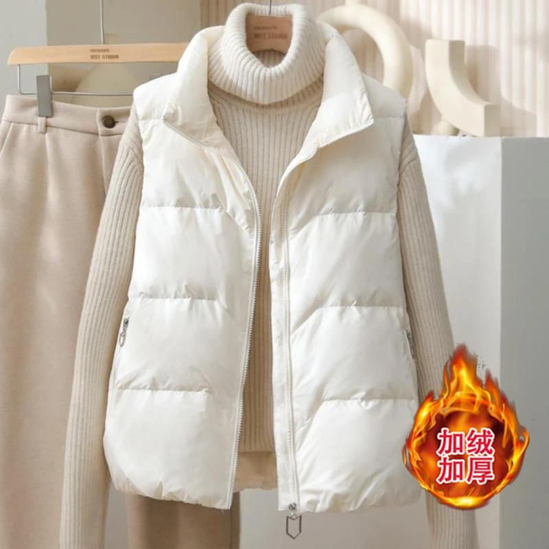 官方秋冬新款女士洋气加绒马甲背心外搭坎肩外套小个子高级感