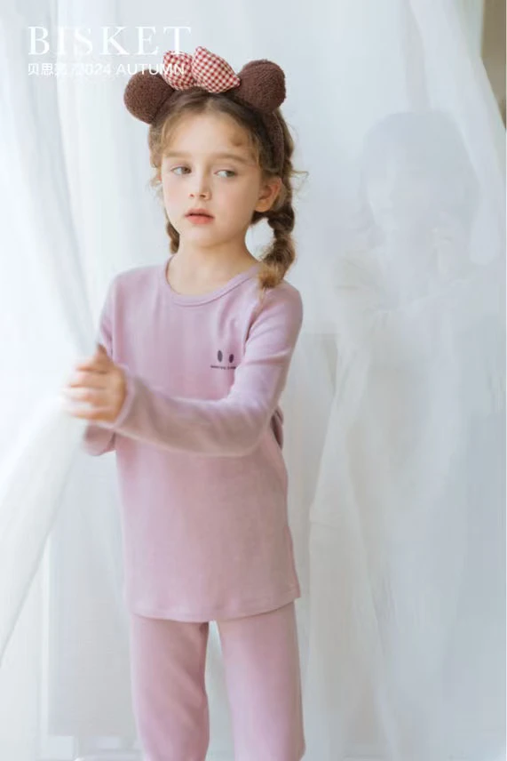 3956女童眼睛纯色秋衣套装