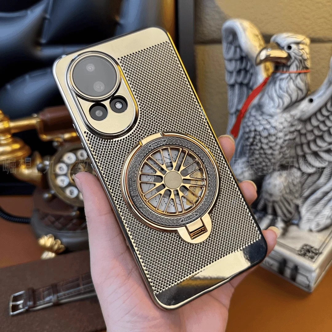 适用【华为nova13】【解压支架+高清镜头膜】电镀散热防摔壳