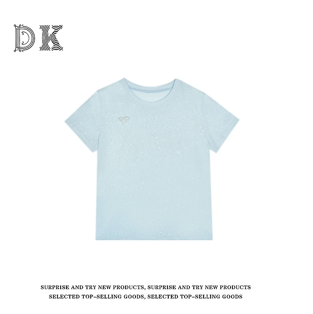 『风吟花止』2025夏季新款小众设计感亮闪休闲圆领T恤【DK】