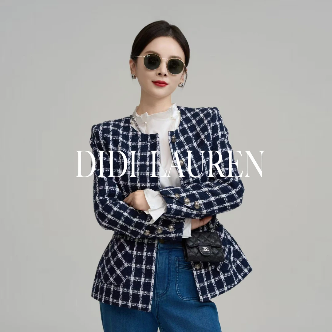 DIDI LAUREN“浪漫满屋”法式小香风粗花格纹外套