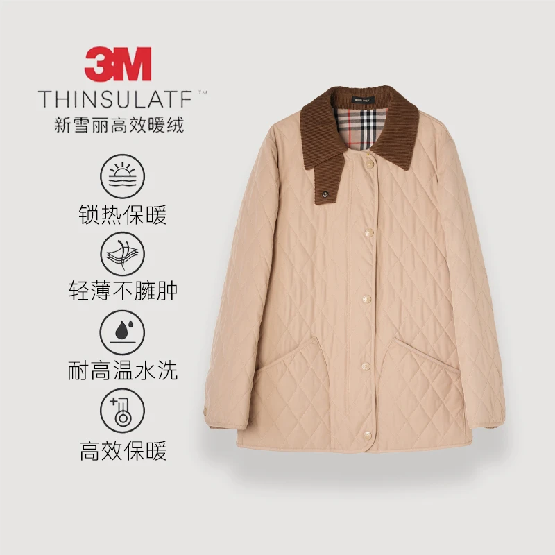 【限定爱恋】巴家同款POLO菱形格3M新雪丽轻薄锁热保暖棉服25A1208