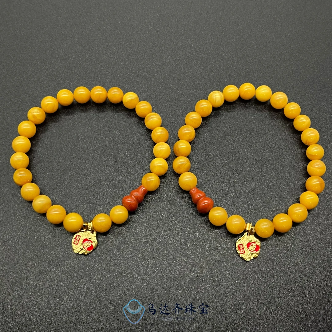 【乌达齐珠宝】7mm+南红葫芦老蜡单圈手串@多样性发其中一件