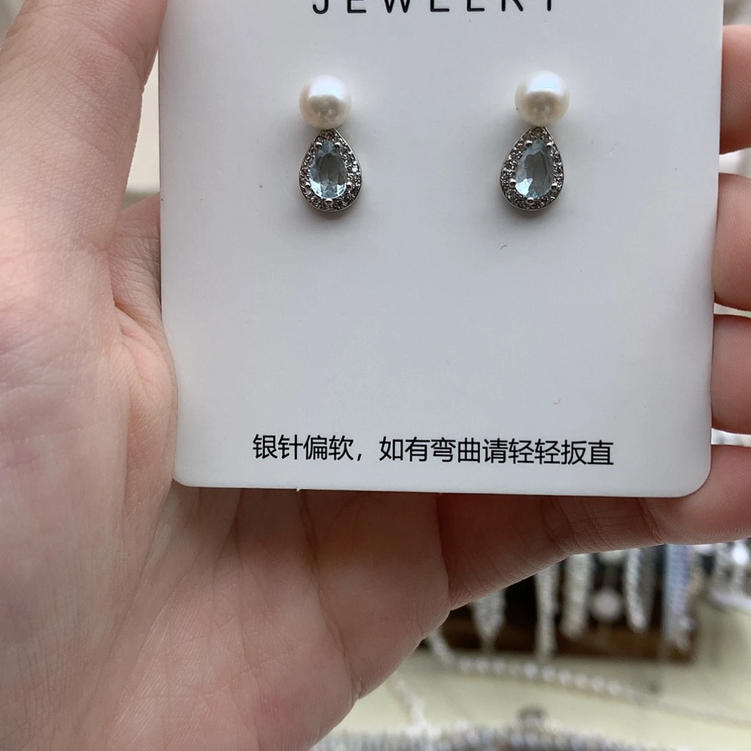 银S925镶嵌淡水珍珠耳饰