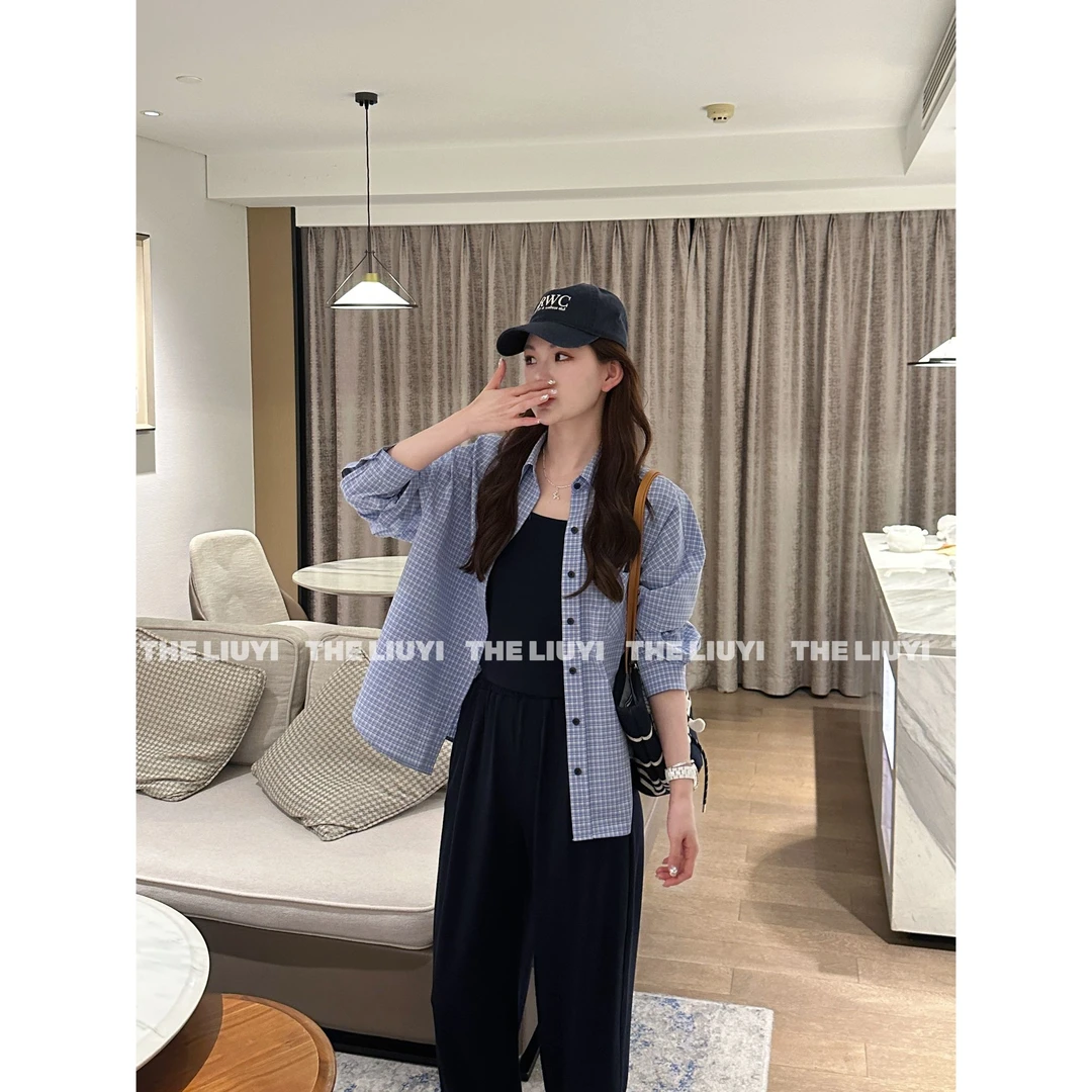 【LIUYI】miu系衬衫~夏季格纹衬衫外套53153