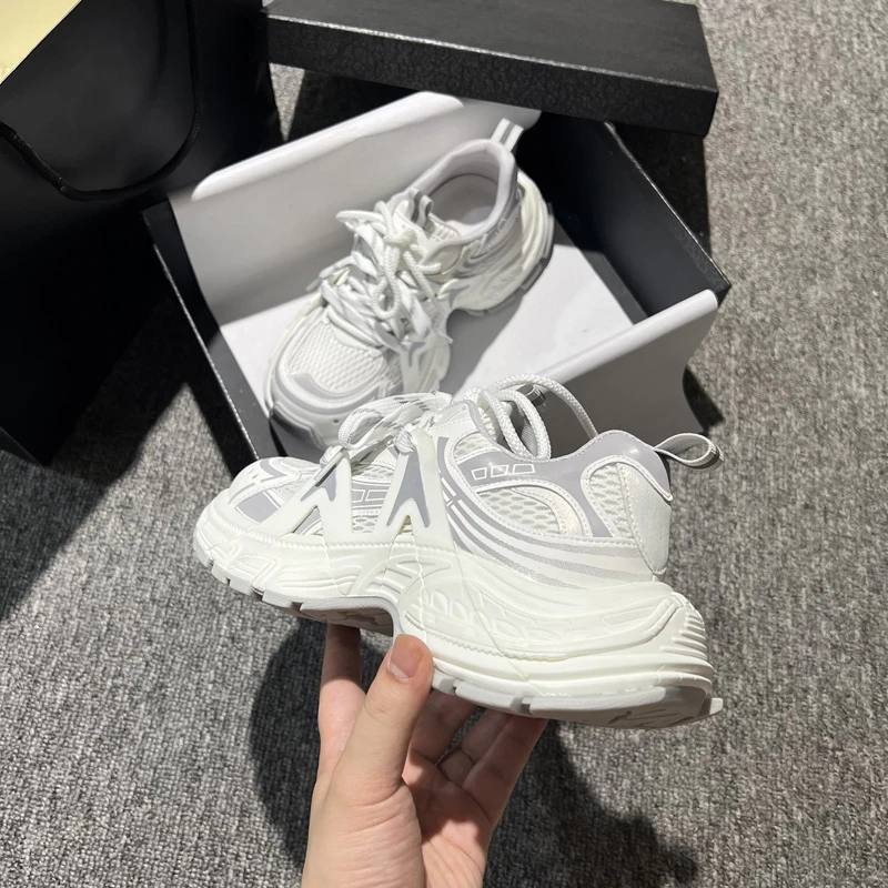 欧洲站厚底绑带蜘蛛老爹鞋女2025春夏季新款休闲运动透气网面916