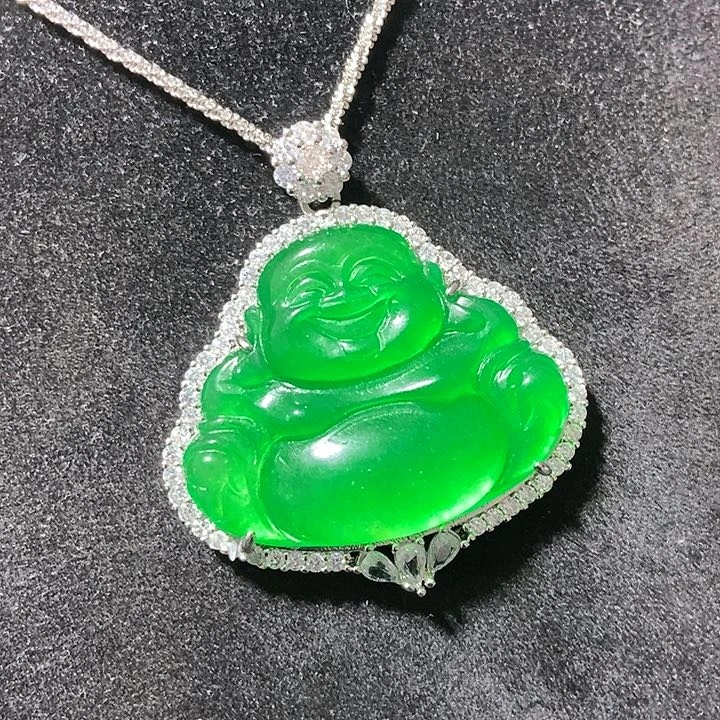 翡翠颈饰银S925镶嵌吊坠