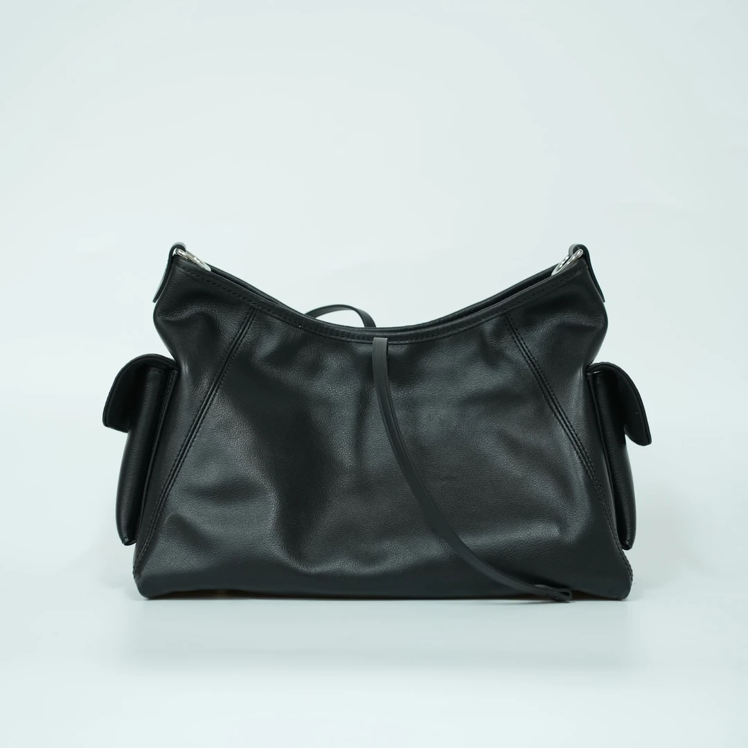 YUSHA/高档黑色小牛皮单肩包-YS038