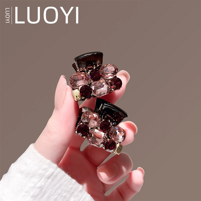 约2.5厘米抓夹  高级感日韩百搭2025新款粉紫色镶钻小抓夹侧边夹