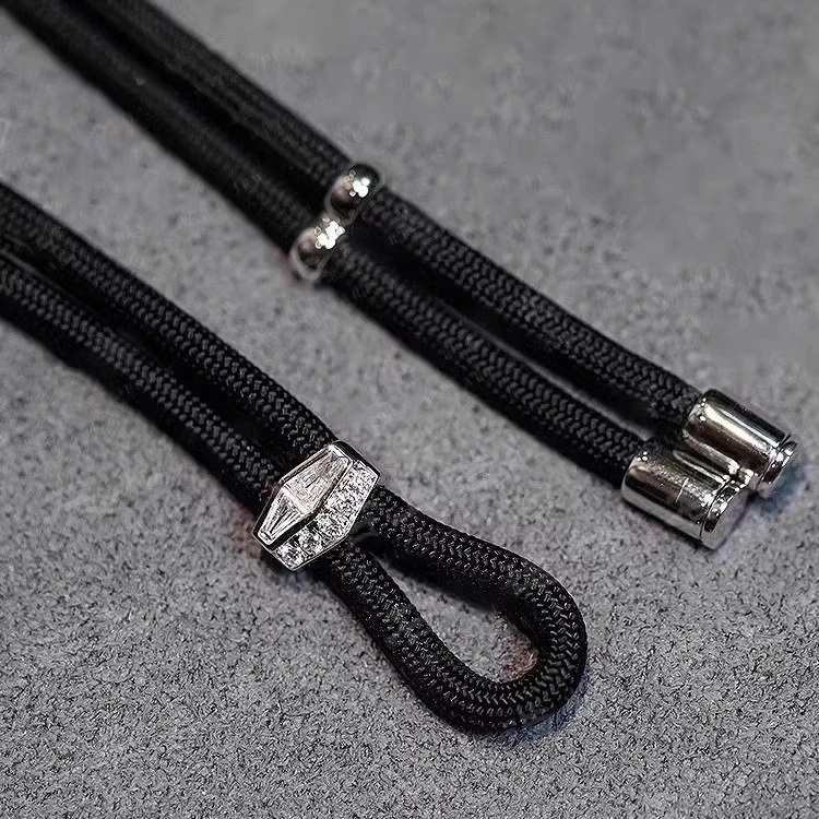 镀18白金色高货绳饰品吊坠绳可拆卸尾帽珠宝万能链挂绳DIY配饰