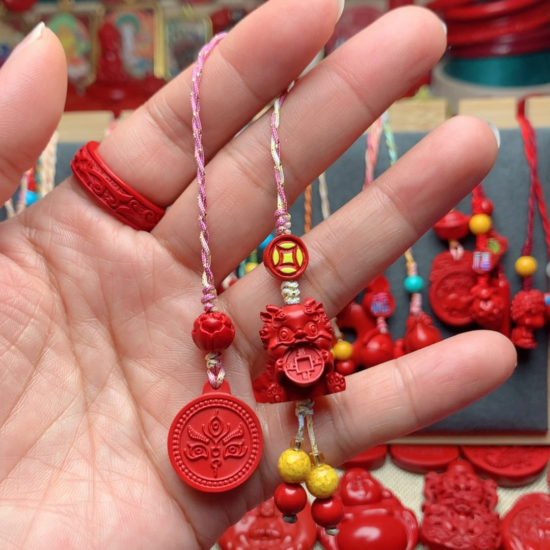 天然辰砂工艺品朱砂手机坠