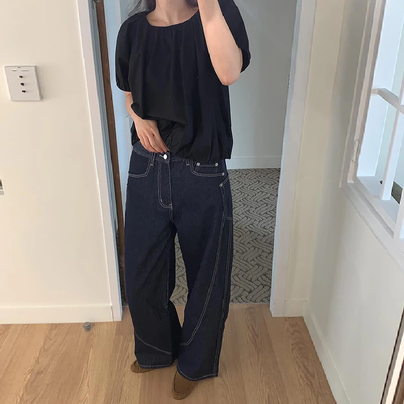 韩货-【素履裤】早秋‘时髦休闲小众设计感直筒裤/7080