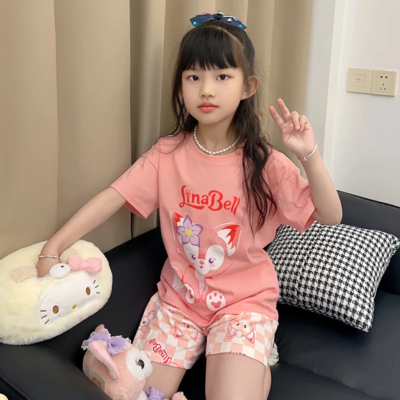 儿童可爱风睡衣夏季套头圆领纯棉套装中大女童2025新款夏天家居服