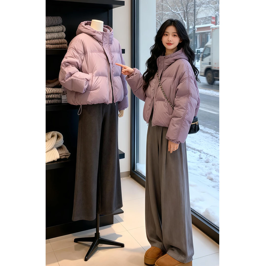 短款白鸭绒羽绒服女冬季2025新款巨好看的小个子加厚版型好面包服