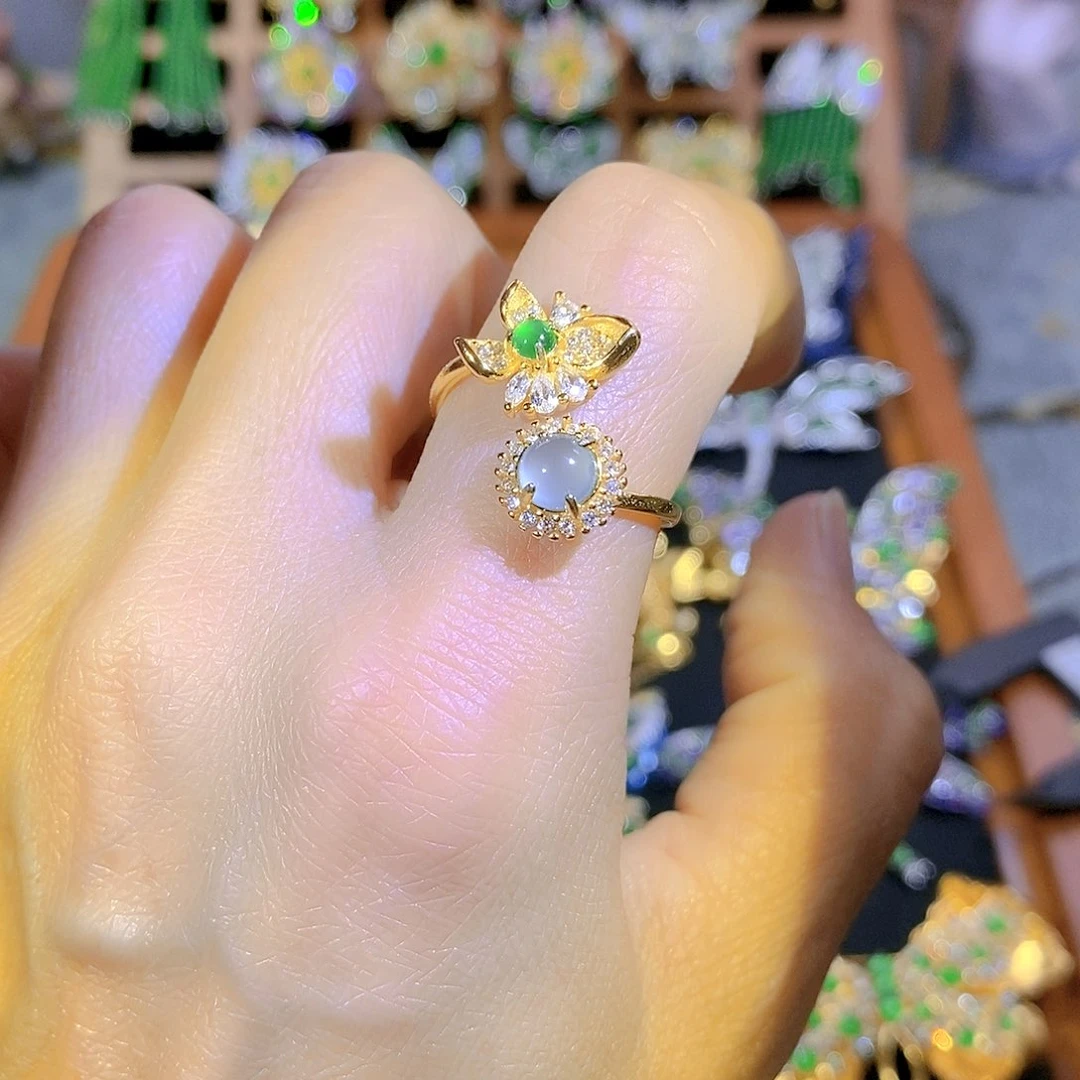 吊坠(不含链)银S925镶嵌翡翠