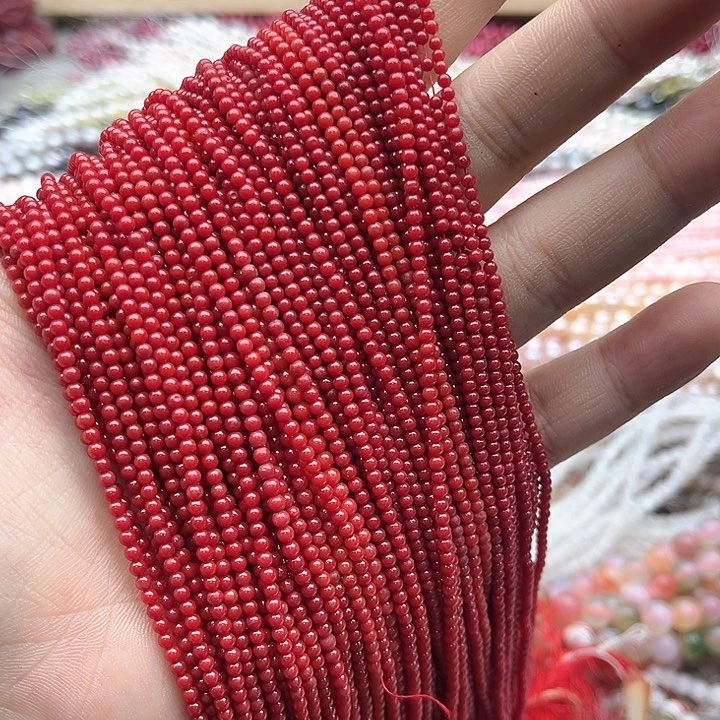 玛瑙/玉髓珠宝半成品未镶嵌一条2mm左右红精灵珠