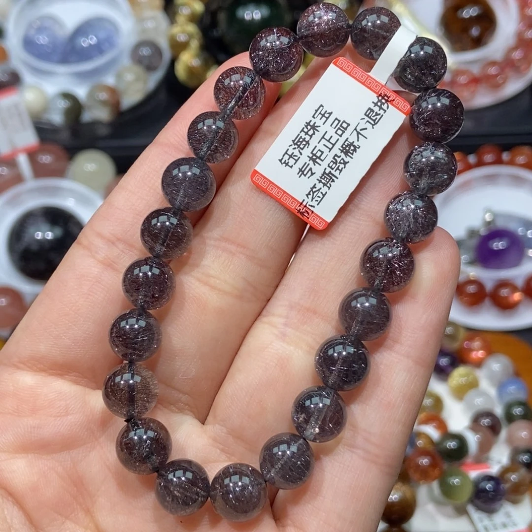 水晶手链未镶嵌黑烟花8.6mm