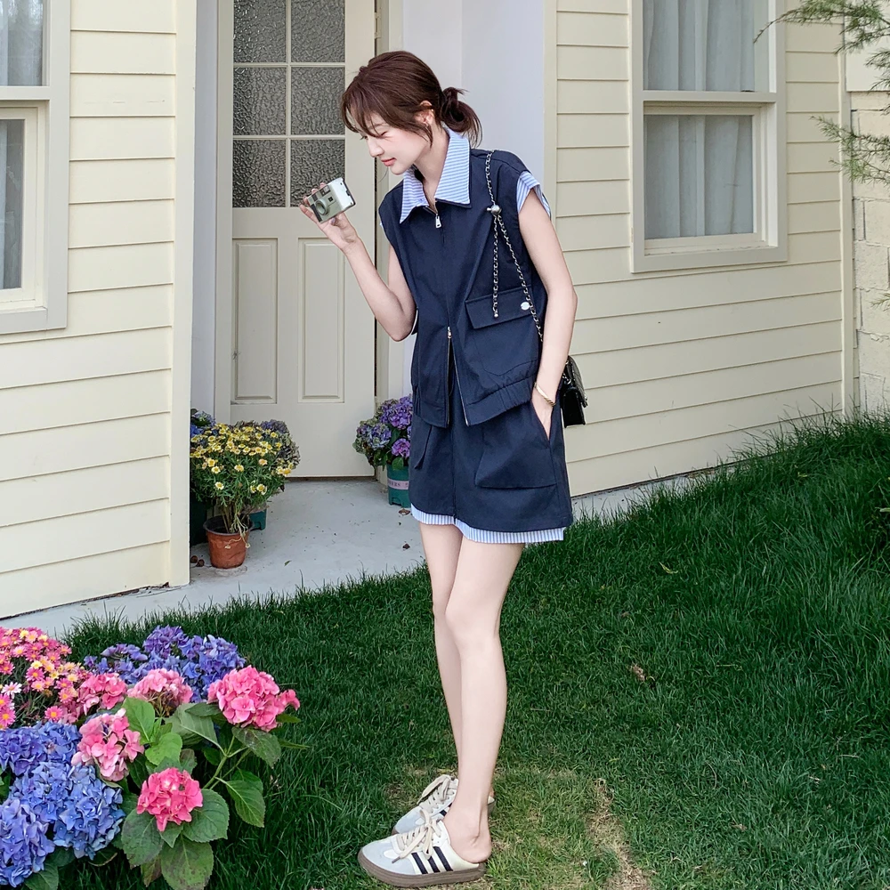 一整套ootd穿搭减龄韩里韩气大方得体巨好看小个子上衣短裤两件套