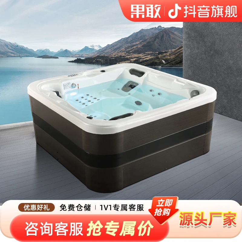 果敢花园别墅户外按摩智能恒温浴缸SPA泡澡温泉缸2.15米大浴池915