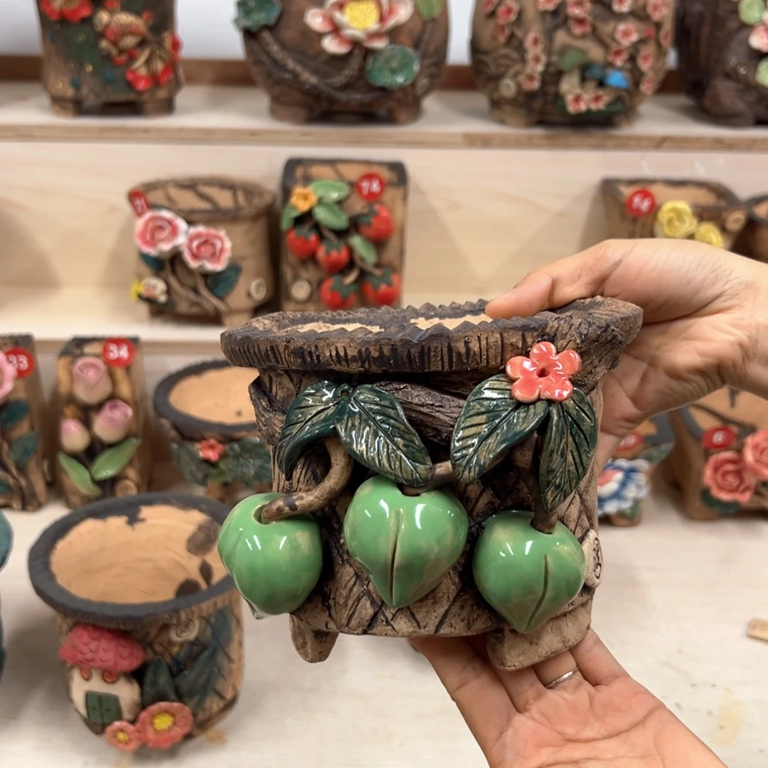 梦***旅花盆紫砂内口13外高12