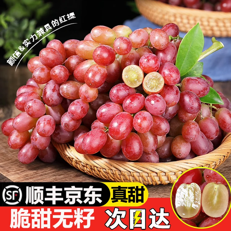 现货明日达【基地直采】LM大凉山克伦生葡萄新鲜当季水果冰美人无籽脆甜红提0.5-4斤四川省