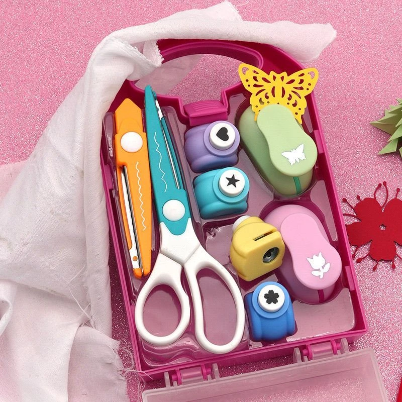 手工diy套装带花边剪刀手账花朵图案工具雪花树叶压花器