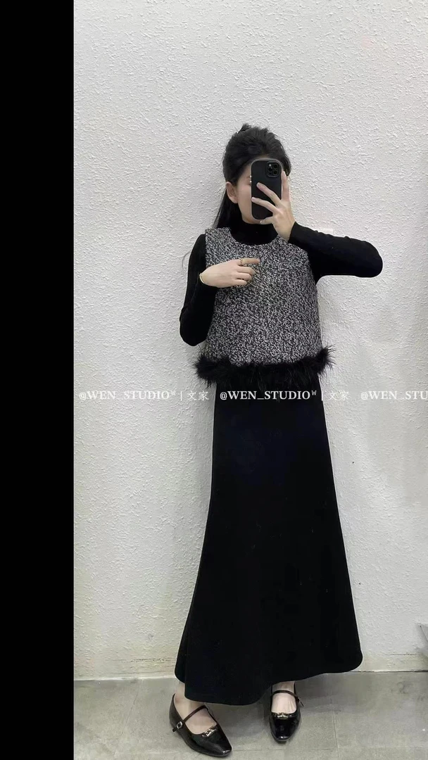 独特很好看毛毛边马甲女秋冬季新款小香风